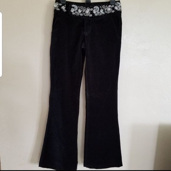 Anthropologie Pants - ANTHROPOLOGIE TWILL TWENTY TWO women's 26 black embellished velvet pants